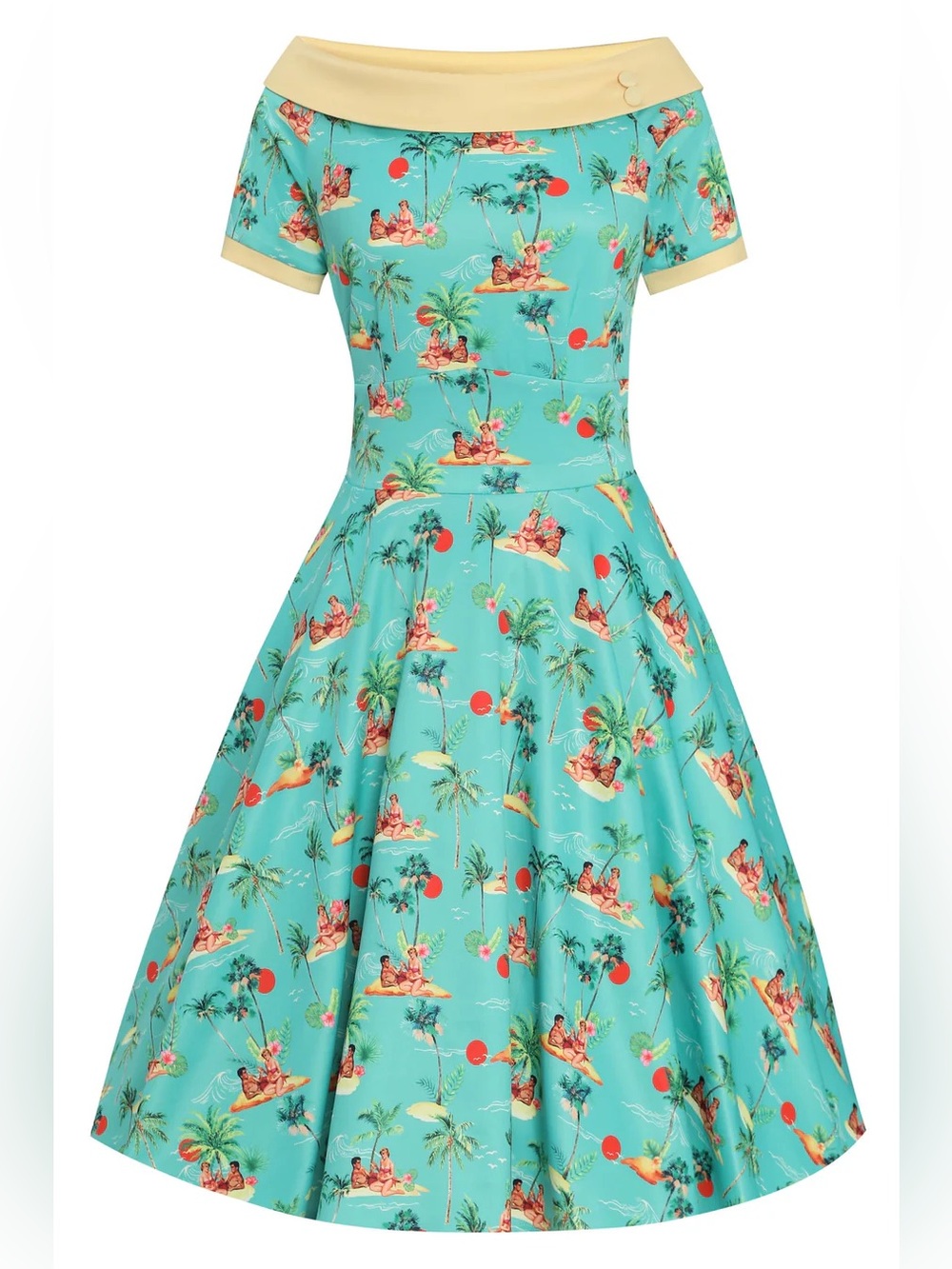 NWT Dolly & Dotty Tropical Tiki Luau Pinup Dress UK 14 US 10 (fits XL 1X)